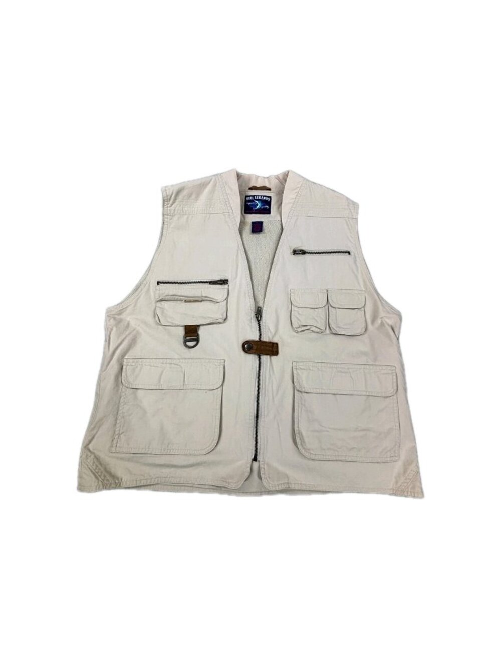 Reel Legends Performance Clothing Fishing Vest Mens XL Tan Cotton Full Zip